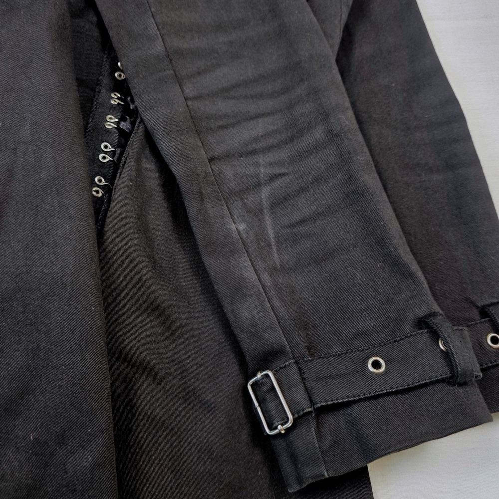 Tripp NYC Trench Coat Womens Small Black Corset Lace Up Goth Punk Vintage Pink - Picture 15 of 16